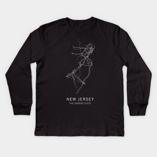 New Jersey State Road Map Kids Long Sleeve T-Shirt